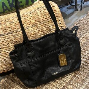 Ralph Lauren MCMLX VII Black Leather Shoulder Bag